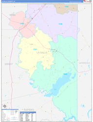 La SalleParish (County), LA Wall Map Color Cast Style 2023